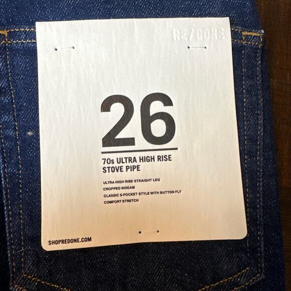 RE/DONE 70's Ultra High Rise Stove Pipe Jeans in Rigid Like Size 26 NWT - Picture 14 of 16